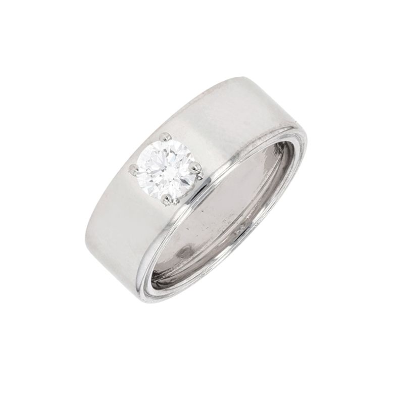 Solitaire diamant 0.50 carat or blanc 7.19g